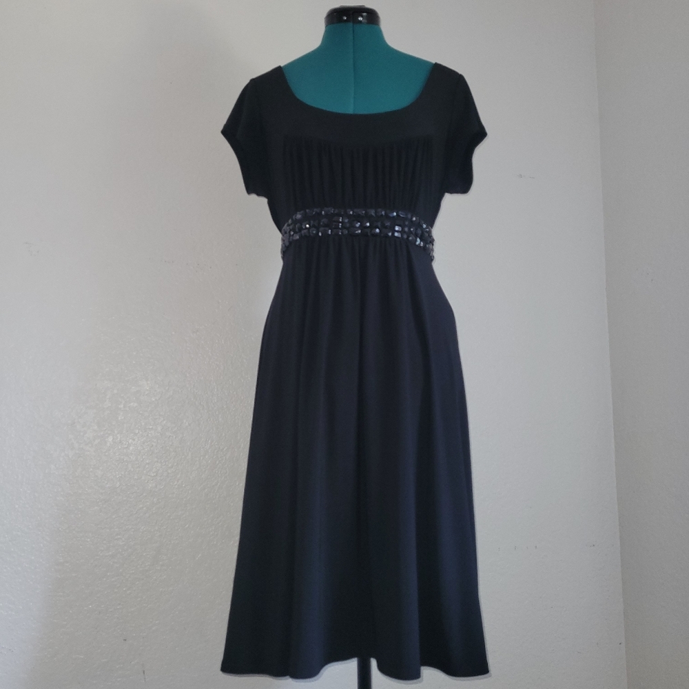 B. Smart Black  Women's Dress Size 12 with Embellished Waist & Back Tie